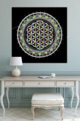 Yaşam Çiçeği Kutsal Geometri Sri Yantra Kanvas Tablo