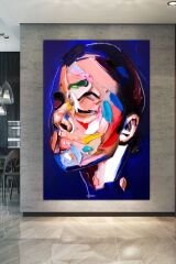 Yüzler Fırça Darbeli Görünümlü Soyut Modern Sanat Kanvas Tablo