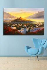 Bodrum Kalesi Yağlıboya Efektli Manzara Kanvas Tablo (7 farklı ölçü)