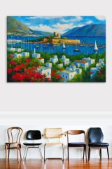Bodrum Kalesi Yağlıboya Efektli Manzara Kanvas Tablo (7 farklı ölçü)