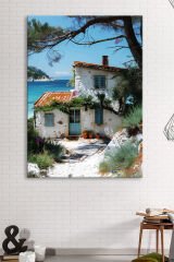 Akdeniz Sahil Taşev Dekoratif Manzara Kanvas Tablo (7 farklı ölçü)