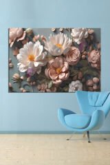 3d Çiçekler Modern Sanatsal Kanvas Tablo (8 Farklı Ölçü)