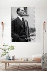 Atatürk Mustafa Kemal Siyah Beyaz Kanvas Tablo (8 Farklı Ölçü)