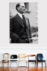 Atatürk Mustafa Kemal Siyah Beyaz Kanvas Tablo (8 Farklı Ölçü)