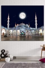 Sultanahmet Camii Gece Ve Ay Kanvas Tablo