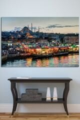 Istanbul Balıkçılar Gün Batımı Dekoratif Şehir Manzara Kanvas Tablo