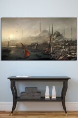 Istanbul Tarihi Yarımada Vintage Muhteşem Manzara Kanvas Tablo