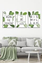 Bize Allah Yeter Kun Feyekun Bismillah İslami Dini Hat Kanvas Tablo Seti (5 farklı ölçü)