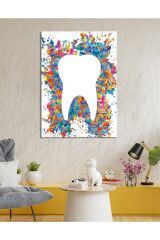 Diş Hekimlerine Doktorlara Hastanelere Özel Suluboya Efektli Dekoratif Kanvas Tablo