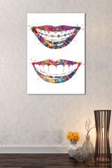 Diş Hekimlerine Doktorlara Hastanelere Özel Suluboya Efektli Dekoratif Kanvas Tablo 8 Farklı Ölçü