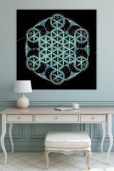 Yaşam Çiçeği Kutsal Geometri Sri Yantra Kanvas Tablo