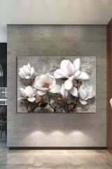 Papatyalar Beyaz Çiçekler Muhteşem Kanvas Tablo