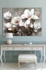 Papatyalar Beyaz Çiçekler Muhteşem Kanvas Tablo