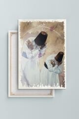 Mevlevi Dervişler Ve Hiç Yazılı Dini Islami Kanvas Tablo