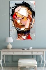 Yüzler Fırça Darbeli Görünümlü Soyut Modern Sanat Kanvas Tablo