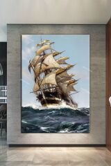 Yelkenli Deniz Sanatsal Kanvas Tablo