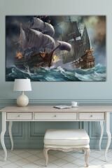 Yelkenli Gemiler Deniz Sanatsal Kanvas Tablo