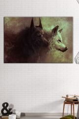Kurtlar Bir Çift Kurt Dekoratif Kanvas Tablo