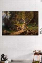 Köyde Yaşam Vintage Dekoratif Kanvas Tablo