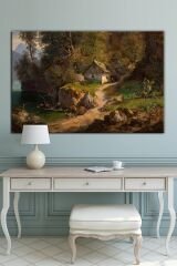 Köyde Yaşam Vintage Dekoratif Kanvas Tablo