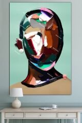 Yüzler Fırça Darbeli Görünümlü Soyut Modern Sanat Kanvas Tablo