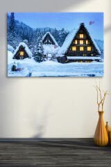 Orman Kış Ağaçev Karlı Doğa Sanatsal Kanvas Tablo (7 farklı ölçü)