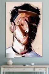 Yüzler Fırça Darbeli Görünümlü Soyut Modern Sanat Kanvas Tablo