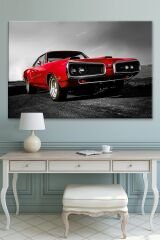 Klasik Araba Kırmızı Kanvas Tablo