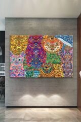 Mandala Hayvanlar Dekoratif Sanatsal Kanvas Tablo