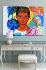 Kadın Womansr Lankalı Kadın Sanatsal Dekoratif Kanvas Tablo