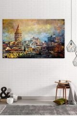 Galata Kulesi Istabnbul Eskitme Vintage Kanvas Tablo