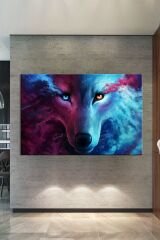 Kurt Ail Duruşlu Kurt Gece Dekoratif Kanvas Tablo