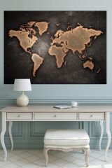 Eskitme Dünya Haritası World Map Kanvas Tablo (8 Farklı Ölçü)