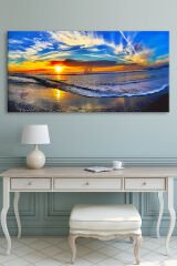 Gün Batımı Deniz Sahil Manzara Modern Tasarım Kanvas Tablo (6 farrklı ölçü)