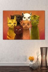 Sevimli Patiler Kediler Dekoratif Kanvas Tablo (8 Farklı Ölçü)