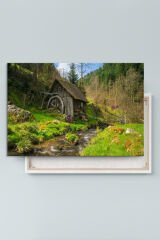 Değirmen Orman Doğa Manzara Vintage Dekoratif Kanvas Tablo (7 Farklı Ölçü)