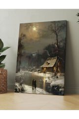 Kış Gece Kar Irmak Dekoratif Kanvas Tablo (7 farklı ölçü)