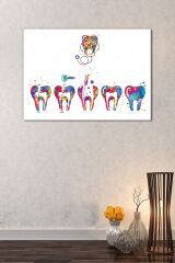 Diş Doktorlarına Hastanelere Özel Suluboya Efektli Dekoratif Kanvas Tablo
