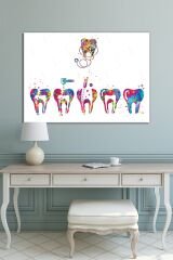 Diş Doktorlarına Hastanelere Özel Suluboya Efektli Dekoratif Kanvas Tablo