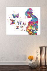 Doktorlara Doğumhanelere Hastanelere Özel Hamile Kadın Suluboya Efektli Kanvas Tablo (8 Farklı Ölçü)