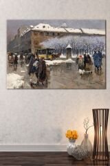 Yeni Yıl New Year Yılbaşı Kış Yağlıboya Efektli Doğa Manzara Dekoratif Kanvas Tablo (8 Farklı Ölçü)