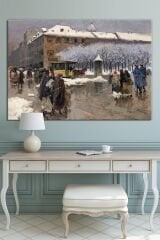 Yeni Yıl New Year Yılbaşı Kış Yağlıboya Efektli Doğa Manzara Dekoratif Kanvas Tablo (8 Farklı Ölçü)