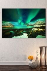 Kuzey Işıkları Yeni Yıl New Year Yılbaşı Kış Doğa Manzara Dekoratif Kanvas Tablo