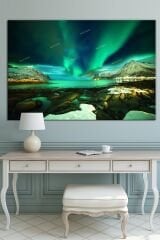 Kuzey Işıkları Yeni Yıl New Year Yılbaşı Kış Doğa Manzara Dekoratif Kanvas Tablo