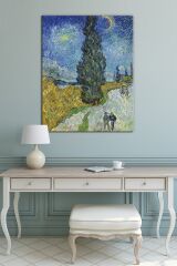 Vincent Van Gogh Selvili Ve Yıldızlı Yol Road With Cypress And Star (8 Farklı Ölçü)