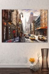 Yeni Yıl New Year Yılbaşı Kış Suluboya Efektli Dekoratif Kanvas Tablo (8 Farklı Ölçü)