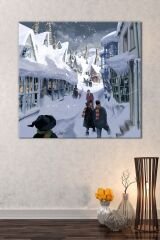Yeni Yıl New Year Yılbaşı Kış Suluboya Efektli Dekoratif Kanvas Tablo (7 Farklı Ölçü)