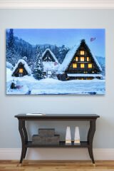 Orman Kış Ağaçev Karlı Doğa Sanatsal Kanvas Tablo (7 farklı ölçü)