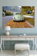 Vosvos Vintage Otomobil Şehir Manzara Kanvas Tablo