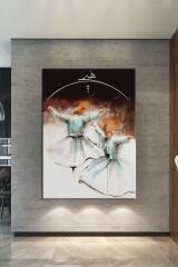 Dervişler Ve Hiç Yazılı Dini İslami Kanvas Tablo